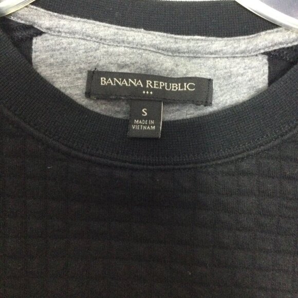 Banana Republic Pullover Sweatshirt Men's Small Black Long Sleeve  Ribbed Hem - Picture 4 of 6